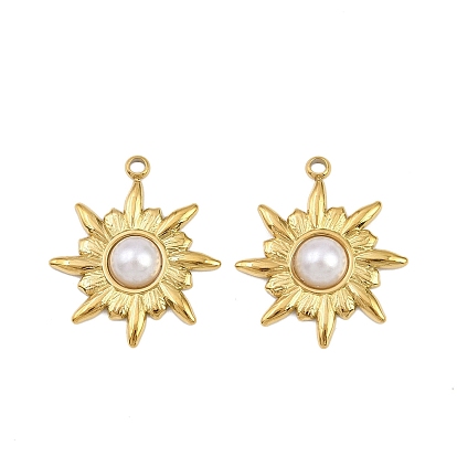 304 подвески из нержавеющей стали и АБС-пластика с имитацией жемчуга, солнце, ионное покрытие (ip)