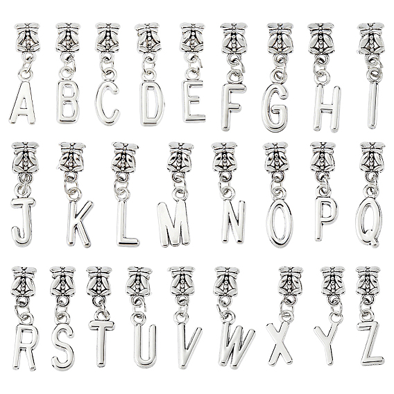 52 шт., европейские подвески из сплава в тибетском стиле, Подвески с большими отверстиями, Письмо ~ Z