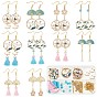 Набор для самостоятельного изготовления сережек-подвесок в виде цветка-птицы, включая подвески из сплава эмали и соединительные соединители, Стеклянные жемчужные бусины, кисточки из полиэстера, Латунные крючки для сережек