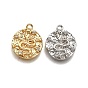 Латунные микропаве прозрачные подвески с фианитом, плоский круг с рисунком змеи