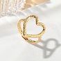 304 Stainless Steel Cuff Open Rings, Heart, Hollow