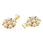 Brass Micro Pave Colorful Cubic Zirconia Pendants, with ABS Plastic Imitation Pearl Beads, Nickel Free, Flower