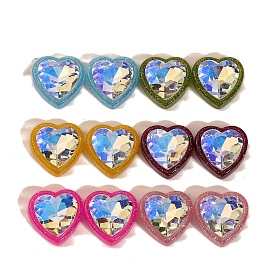 Resin Cabochons, Heart, with Glitter Powder