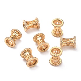 Brass Micro Pave Cubic Zirconia Pendants, Long-Lasting Plated, Barrel
