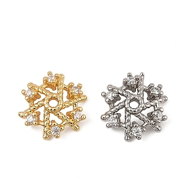 Колпачки для бусин из прозрачного кубического циркония из латуни, цветок