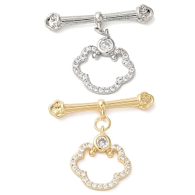 Brass Micro Pave Clear Cubic Zirconia Toggle Clasps, Cloud