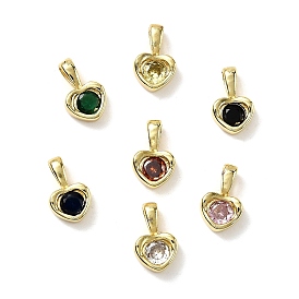 Сердце латунные микро проложить кубического циркония прелести, стойки покрытие, долговечный, без кадмия и без свинца, золотые