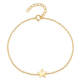 Star 925 Sterling Silver Pendant Necklace & Link Bracelet, Jewelry Set