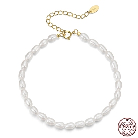 Bracelet en chaîne de perles baroques naturelles avec fermoirs en argent sterling, avec cachet s