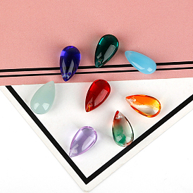 5Pcs Transparent Czech Glass Beads, Top Drilled, Teardrop