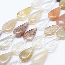 Naturelles lodolite quartz brins de perles, goutte 