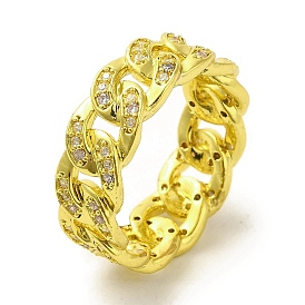 Brass Micro Pave Cubic Zirconia Rings for Women, Long-Lasting Plated