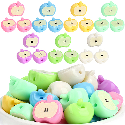 35Pcs Printed Opaque Acrylic Beads, Apple