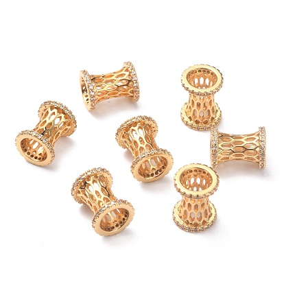 Brass Micro Pave Cubic Zirconia Pendants, Long-Lasting Plated, Barrel