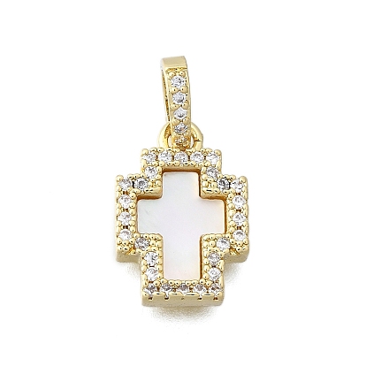 Подвески-крестики из латуни с микропаве и прозрачным кубическим цирконием, с оболочкой, без кадмия и без свинца