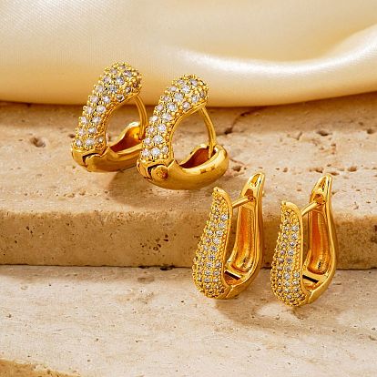 Изысканные европейские и американские модные латунные серьги-кольца с цирконием