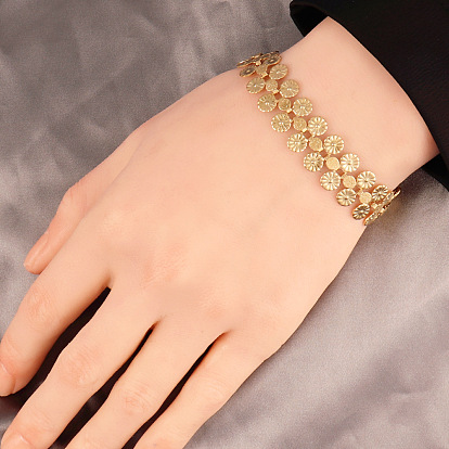 304 браслеты из нержавеющей стали с плоскими круглыми звеньями для женщин