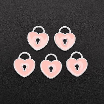 Spray Painted Alloy Enamel Pendants, Heart Lock