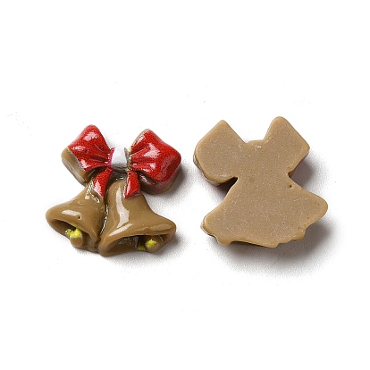 Christmas Opaque Resin Cabochons, Christmas Bell with Red Bowknot