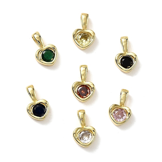 Сердце латунные микро проложить кубического циркония прелести, стойки покрытие, долговечный, без кадмия и без свинца, золотые