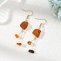 Natural Amber Nuggets Dangle Earrings, with 304 Stainless Steel Earring Hooks