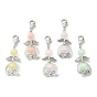 Transparent Frosted Acrylic Pendant Decorations, with Alloy Lobster Claw Clasps, Angel