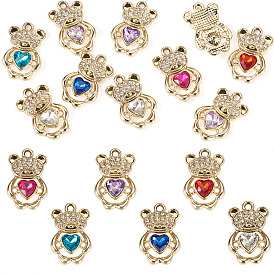 10шт. подвески из сплава с УФ-покрытием, медведь, со стеклом и горный хрусталь, граненые