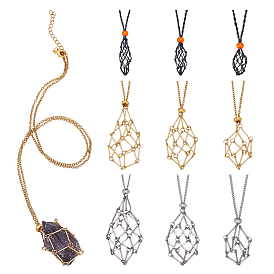 9 шт. 9 стили полиэстер и 304 цепочка из нержавеющей стали пустая макраме мешочек ожерелье изготовление