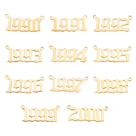 11Pcs 11 Styles 201 Stainless Steel Connector Charms, Number Shape