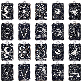 20 pcs 10 styles pendentifs en émail en alliage, pendentifs de cartes de tarot, platine