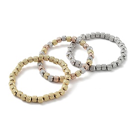 202 Bracelets extensibles en perles de colonne rainurée en acier inoxydable pour hommes femmes