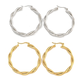 304 Stainless Steel Twist Ring Hoop Earrings for Women