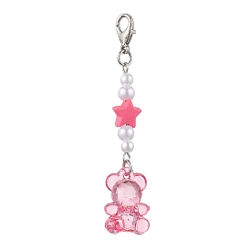 200 Décoration pendentif étoile ours en acrylique transparent (pièces), alliage fermoirs pince de homard charmes, pour les ornements de porte-clés de sac à dos