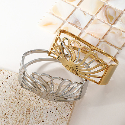 Браслеты-шарниры из нержавеющей стали с кристаллами и стразами в форме ракушки для женщин