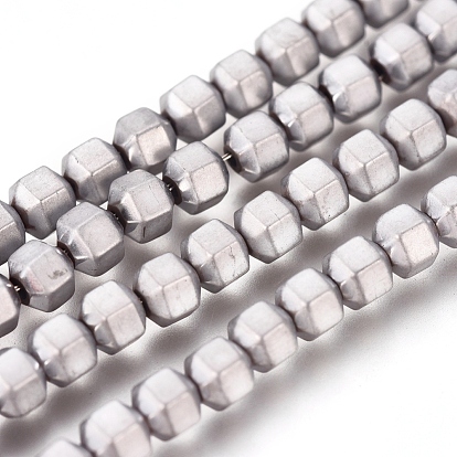 Non-magnetic Synthetic Hematite Beads Strands, Vacuum Plating, Frosted, Hexagon