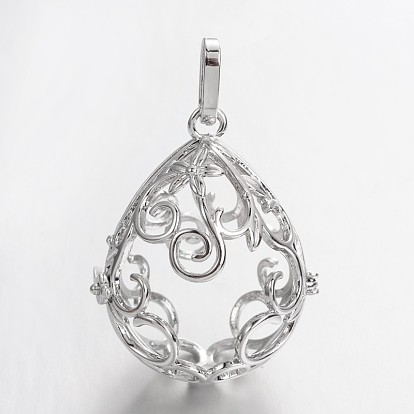 Экологически чистые стеллажи из латуни, полые подвески в форме капли, для ожерелья, без кадмия, без никеля и без свинца, 37x31x26 мм, отверстие : 9 мм