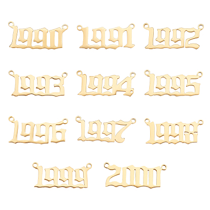 11Pcs 11 Styles 201 Stainless Steel Connector Charms, Number Shape