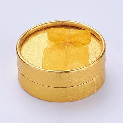 Cardboard Jewelry Set Boxes, with Ribbon Bowknot, Flat Round