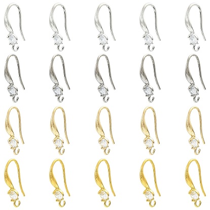 40 шт. 4 цвета латунь микро паве прозрачный кубический цирконий кольца серьги фурнитура