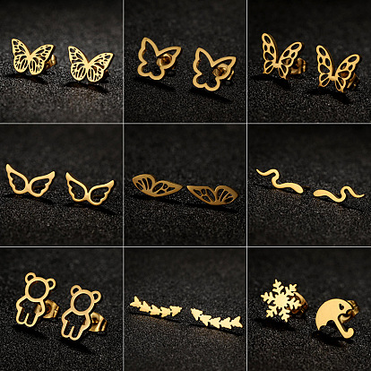 Earrings Girls Cute Spring Summer Butterfly Wings Heart Pattern Personality Earrings