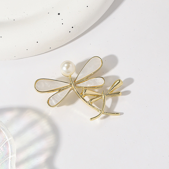 Броши из сплава стрекоз, с ракушечными бусинами и акриловыми бусинами