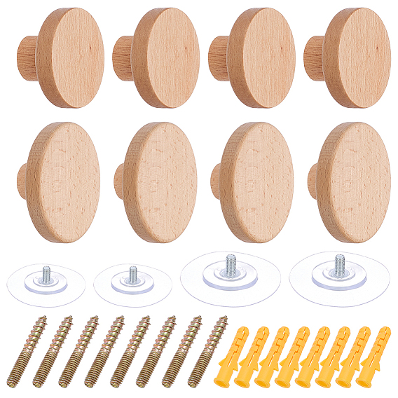 8шт. 2 варианты деревянных крючков для одежды, настенная вешалка-крючок, плоско-круглые