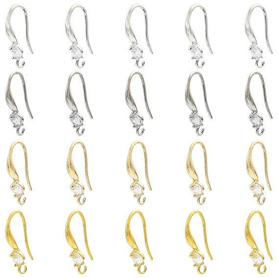 40 шт. 4 цвета латунь микро паве прозрачный кубический цирконий кольца серьги фурнитура