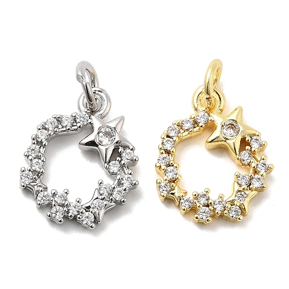 Латунные микро проложить кубического циркония прелести, звонить звездочкой, долговечный, стойки покрытие, с целью перехода в кольце