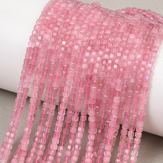 Природного розового кварца нитей бисера, граненые настольные бусины в форме куба