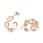 304 Stainless Steel C-shape Stud Earrings, Oval Link Wrap Half Hoop Earrings for Women