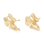 Brass Stud Earring Findigs, with Vertical Loops, Flower