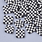 Handmade Polymer Clay Cabochons, Black and White, Square