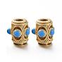 Matte Gold Color Brass Hollow Beads, with Enamel, Long-Lasting Plated, Column
