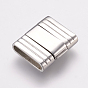 304 Stainless Steel Fold Over Clasps, Smooth Surface, Rectangle